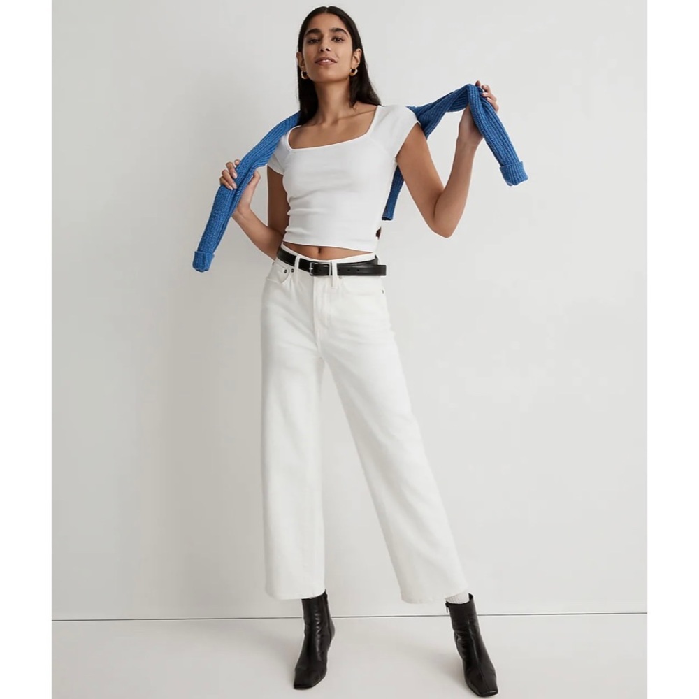 NWT Madewell The Tall Perfect Vintage Wide-Leg Crop Jean Tile White